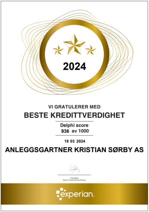 Esperian kredittverdighet 2024 - Anleggsgartner Kristian Sørby AS